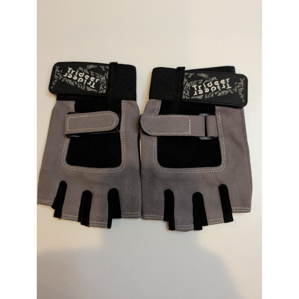 Trigger Point‎ Fingerless Weightlifting Training Gloves Wrist Support Gray Black
